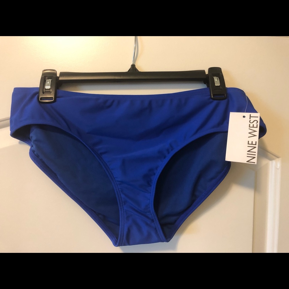 Nine West Low Rise Scoop Bikini Bottoms Blue XL